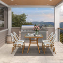 PURPLE LEAF French Bistro Patio Dining Set Aluminum Frame Dining  Furniture with PE Rattan Bamboo Print Finish Dining Chairs for Deck Pool Garden