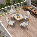PURPLE LEAF French Bistro Patio Dining Set Aluminum Frame Dining  Furniture with PE Rattan Bamboo Print Finish Dining Chairs for Deck Pool Garden