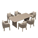 PURPLE LEAF Sanori Outdoor Dining Set Luxury Aluminum Patio Table and Dining Chairs Set with  Olefin Fabric Cushions and Pillows for Deck Garden