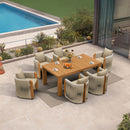 PURPLE LEAF Outdoor Dining Set with Blended Olefin Cushion Aluminum Luxury Patio Furniture Dining Set All Weather Wicker Dining Sets for Backyard Deck, Teak