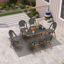 PURPLE LEAF French Bistro Patio Dining Set Aluminum Frame Dining  Furniture with PE Rattan Bamboo Print Finish Dining Chairs for Deck Pool Garden