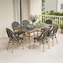 PURPLE LEAF French Bistro Patio Dining Set Aluminum Frame Dining  Furniture with PE Rattan Bamboo Print Finish Dining Chairs for Deck Pool Garden