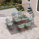 PURPLE LEAF French Bistro Patio Dining Set Aluminum Frame Dining  Furniture with PE Rattan Bamboo Print Finish Dining Chairs for Deck Pool Garden