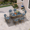 PURPLE LEAF French Bistro Patio Dining Set Aluminum Frame Dining  Furniture with PE Rattan Bamboo Print Finish Dining Chairs for Deck Pool Garden
