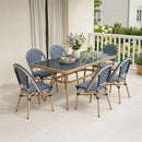 PURPLE LEAF French Bistro Patio Dining Set Aluminum Frame Dining  Furniture with PE Rattan Bamboo Print Finish Dining Chairs for Deck Pool Garden