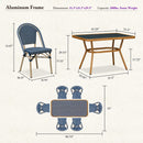 PURPLE LEAF French Bistro Patio Dining Set Aluminum Frame Dining  Furniture with PE Rattan Bamboo Print Finish Dining Chairs for Deck Pool Garden
