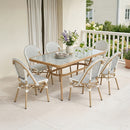 PURPLE LEAF French Bistro Patio Dining Set Aluminum Frame Dining  Furniture with PE Rattan Bamboo Print Finish Dining Chairs for Deck Pool Garden