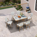 PURPLE LEAF French Bistro Patio Dining Set Aluminum Frame Dining  Furniture with PE Rattan Bamboo Print Finish Dining Chairs for Deck Pool Garden