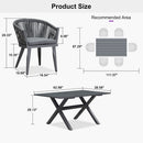 PURPLE LEAF 7/9/11 Pieces Outdoor Dining Set Aluminum Table & Wicker Rattan Chairs Modern Patio Furniture Set for Deck