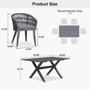 PURPLE LEAF Modern Outdoor Dining Table with 6/8/10 Seats, All-Weather Aluminum Table and Rattan Chairs with Cushions, Champagne