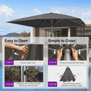PURPLE LEAF Semi-Auto Extra Large Patio Umbrella Premium Commercial Market Umbrella for Garden, Café and Hotel