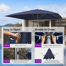 PURPLE LEAF Semi-Auto Extra Large Patio Umbrella Premium Commercial Market Umbrella for Garden, Café and Hotel