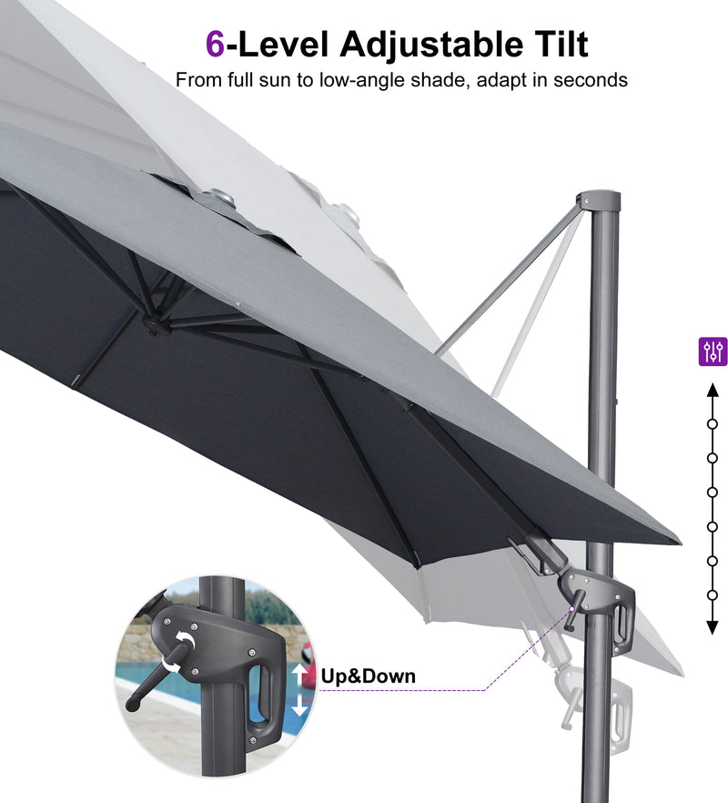 PURPLE LEAF UV Resistant Left-right Tilting Patio Umbrella Swivel Outdoor Umbrella