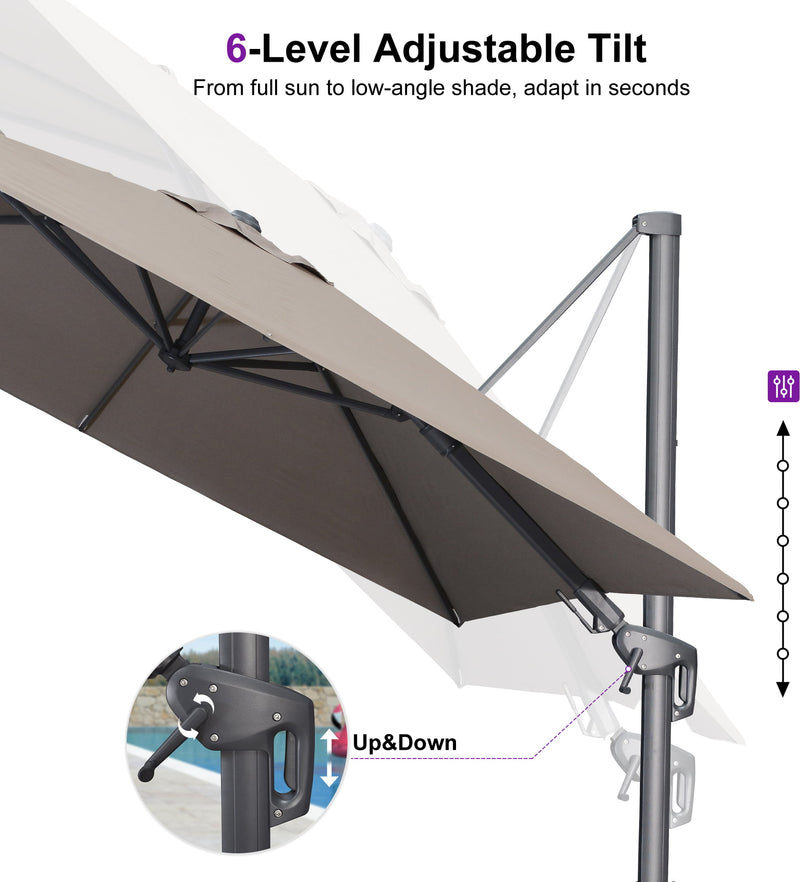 PURPLE LEAF UV Resistant Left-right Tilting Patio Umbrella Swivel Outdoor Umbrella