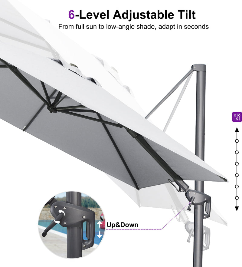 PURPLE LEAF UV Resistant Left-right Tilting Patio Umbrella Swivel Outdoor Umbrella
