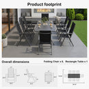 PURPLE LEAF  Folding Outdoor Dining Set  with Aluminum Table and Padded Chairs All Weather Dining Table Sets for Garden Backyard Poolside