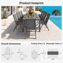 PURPLE LEAF  Folding Outdoor Dining Set  with Aluminum Table and Padded Chairs All Weather Dining Table Sets for Garden Backyard Poolside