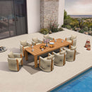 PURPLE LEAF Outdoor Dining Set with Blended Olefin Cushion Aluminum Luxury Patio Furniture Dining Set All Weather Wicker Dining Sets for Backyard Deck, Teak