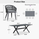 PURPLE LEAF Modern Outdoor Dining Table with 6/8/10 Seats, All-Weather Aluminum Table and Rattan Chairs with Cushions, Champagne