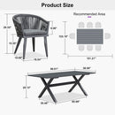 PURPLE LEAF 7/9/11 Pieces Outdoor Dining Set Aluminum Table & Wicker Rattan Chairs Modern Patio Furniture Set for Deck