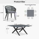 PURPLE LEAF Modern Outdoor Dining Table with 6/8/10 Seats, All-Weather Aluminum Table and Rattan Chairs with Cushions, Champagne