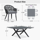 PURPLE LEAF 7/9/11 Pieces Patio Dining Set with Weather-Resistant Dining Table and Chairs Wicker Patio Table Set with Comfortable Cushion for Deck, Garden, Kitchen, Grey