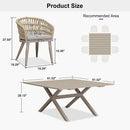 PURPLE LEAF Modern Outdoor Dining Table with 6/8/10 Seats, All-Weather Aluminum Table and Rattan Chairs with Cushions, Champagne