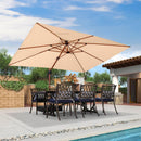 PURPLE LEAF Outdoor Garden Umbrella with Base, Cantilever Umbrellas in Wood Color