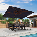 PURPLE LEAF Outdoor Garden Umbrella with Base, Cantilever Umbrellas in Wood Color