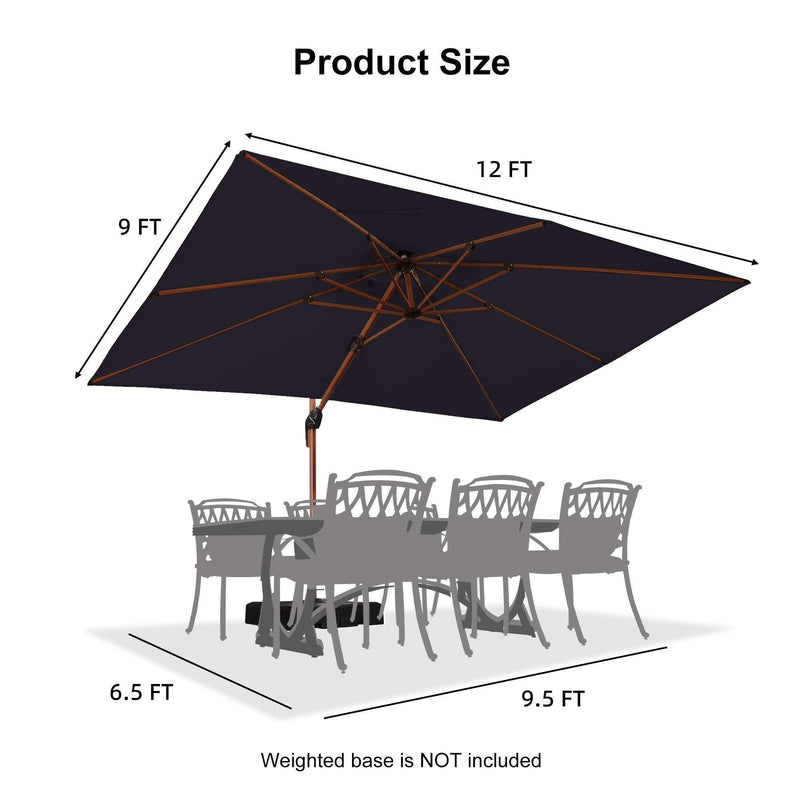 PURPLE LEAF Outdoor Patio Umbrella with Base, Garden Pool Umbrella, Navy Blue