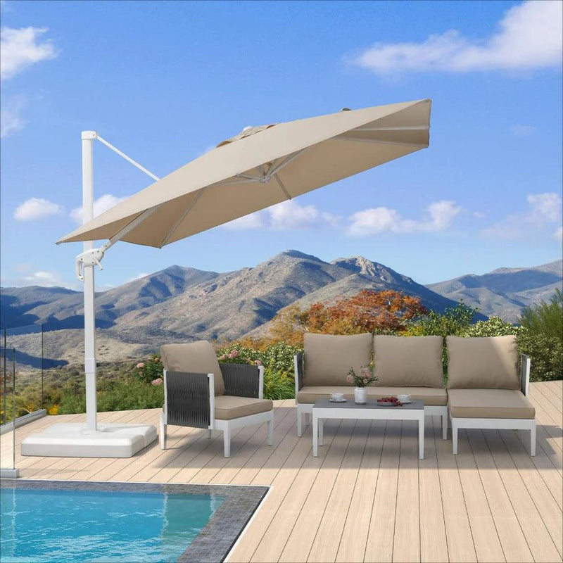 PURPLE LEAF Outdoor Patio Umbrella with Base, Best White Cantilever Umbrellas