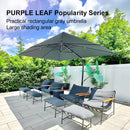 PURPLE LEAF Economical Square Outdoor Patio Umbrella Rectangle Cantilever Umbrella