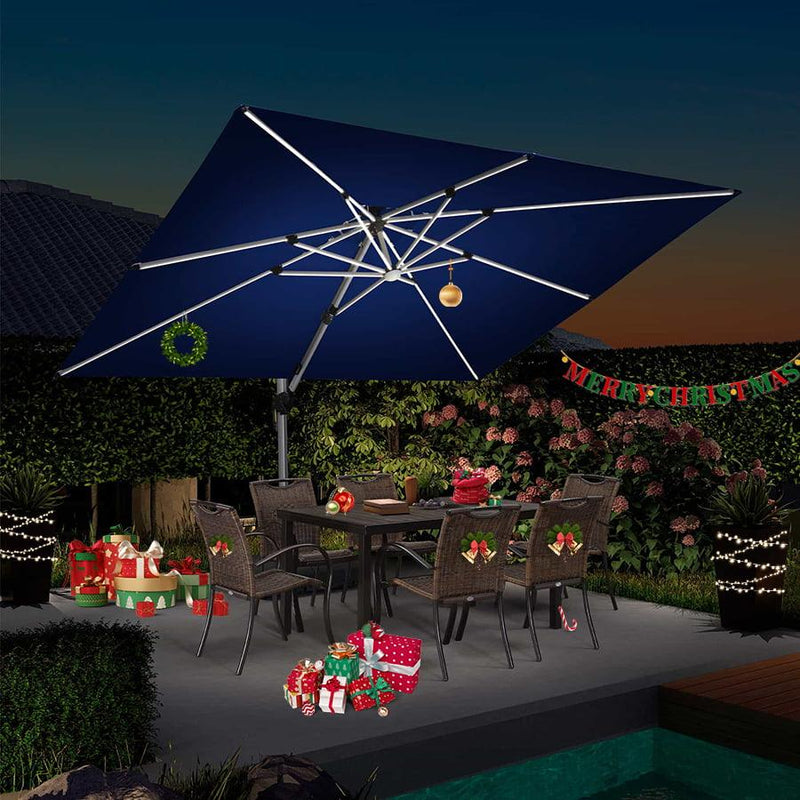 Clearance - PURPLE LEAF OPEN BOX Rectangle Outdoor Patio Umbrellas with Lights