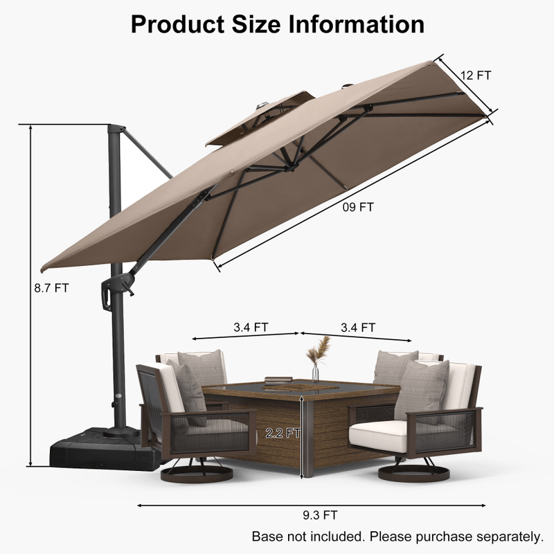 PURPLE LEAF UV50+ Fade Resistant Cantilever Umbrella, Patio Umbrellas with Base