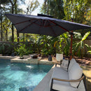 PURPLE LEAF 9 x 12 / 10 x 13 ft Rectangular Patio Umbrella Aluminum Cantilever Umbrella in Wood Color