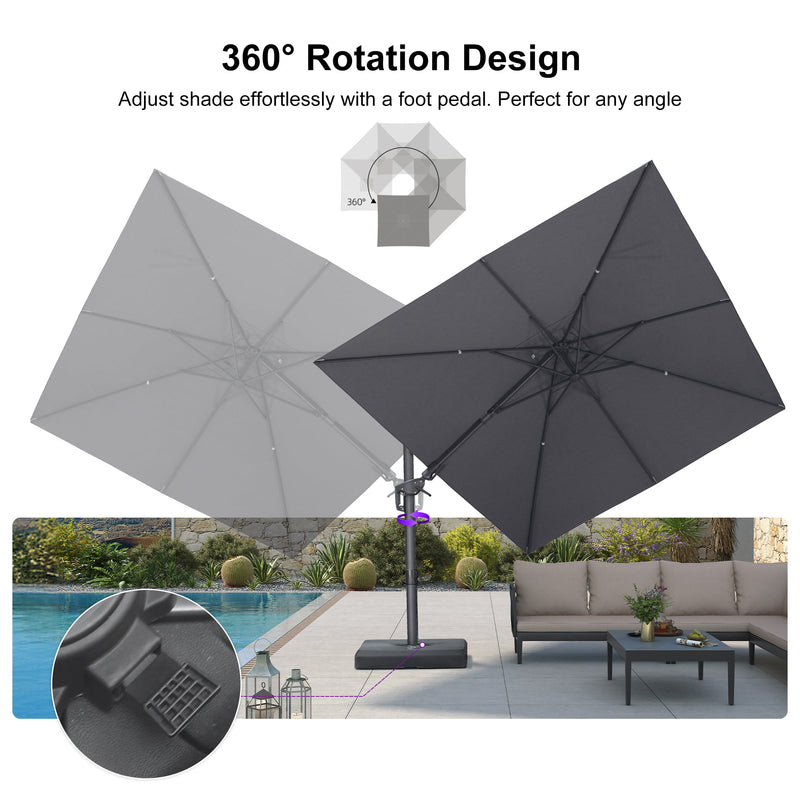 PURPLE LEAF UV Resistant Left-right Tilting Patio Umbrella Swivel Outdoor Umbrella