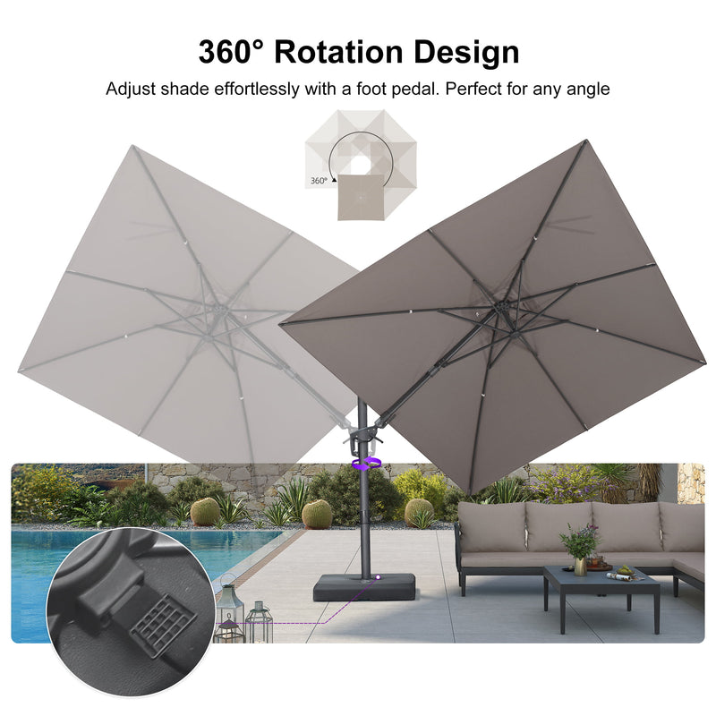 PURPLE LEAF UV Resistant Left-right Tilting Patio Umbrella Swivel Outdoor Umbrella
