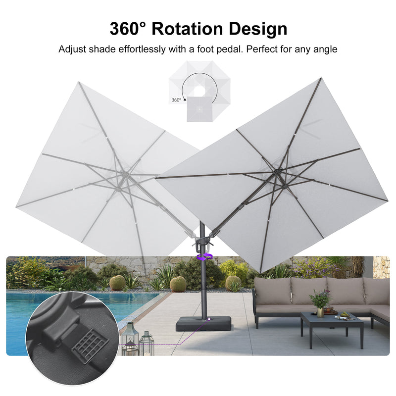 PURPLE LEAF UV Resistant Left-right Tilting Patio Umbrella Swivel Outdoor Umbrella