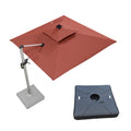 PURPLE LEAF Square Cantilever Umbrella with Base, Outdoor Umbrellas with Lights