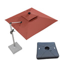 PURPLE LEAF Square Cantilever Umbrella with Base, Outdoor Umbrellas with Lights