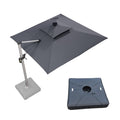 PURPLE LEAF Square Cantilever Umbrella with Base, Outdoor Umbrellas with Lights