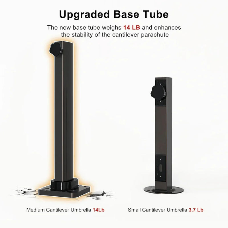 PURPLE LEAF Large Round Patio Cantilever Umbrella With Base for Deck, Pool, Backyard