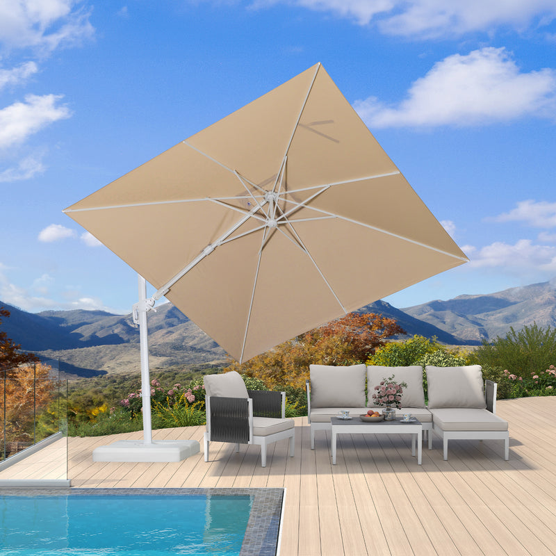 PURPLE LEAF Best White Patio Rotating Umbrella Swivel Outdoor Umbrellas