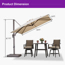 PURPLE LEAF Patio Cantilever Umbrella with Aluminum Offset Hanging for Pool Garden Deck