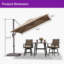 PURPLE LEAF Patio Cantilever Umbrella with Aluminum Offset Hanging for Pool Garden Deck