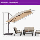 PURPLE LEAF Patio Cantilever Umbrella with Aluminum Offset Hanging for Pool Garden Deck