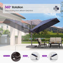 PURPLE LEAF Patio Cantilever Umbrella with Aluminum Offset Hanging for Pool Garden Deck