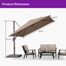 PURPLE LEAF Patio Cantilever Umbrella with Aluminum Offset Hanging for Pool Garden Deck