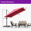 PURPLE LEAF Patio Cantilever Umbrella with Aluminum Offset Hanging for Pool Garden Deck