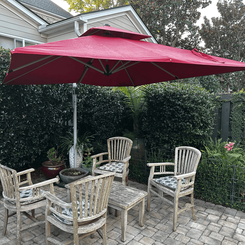 PURPLE LEAF Double Top 360 Degree Rotation 9 ft / 10 ft / 11 ft / 12 ft Square Patio Classic Umbrella